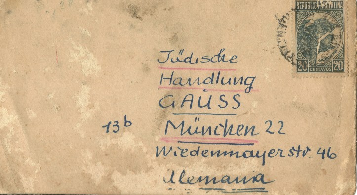 Brief, adressiert an Jüdische Handlung GAUSS